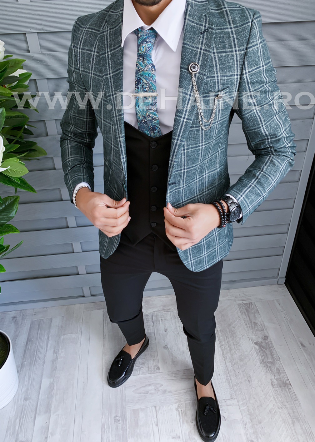 Sacou barbati in carouri slim fit b1487 **