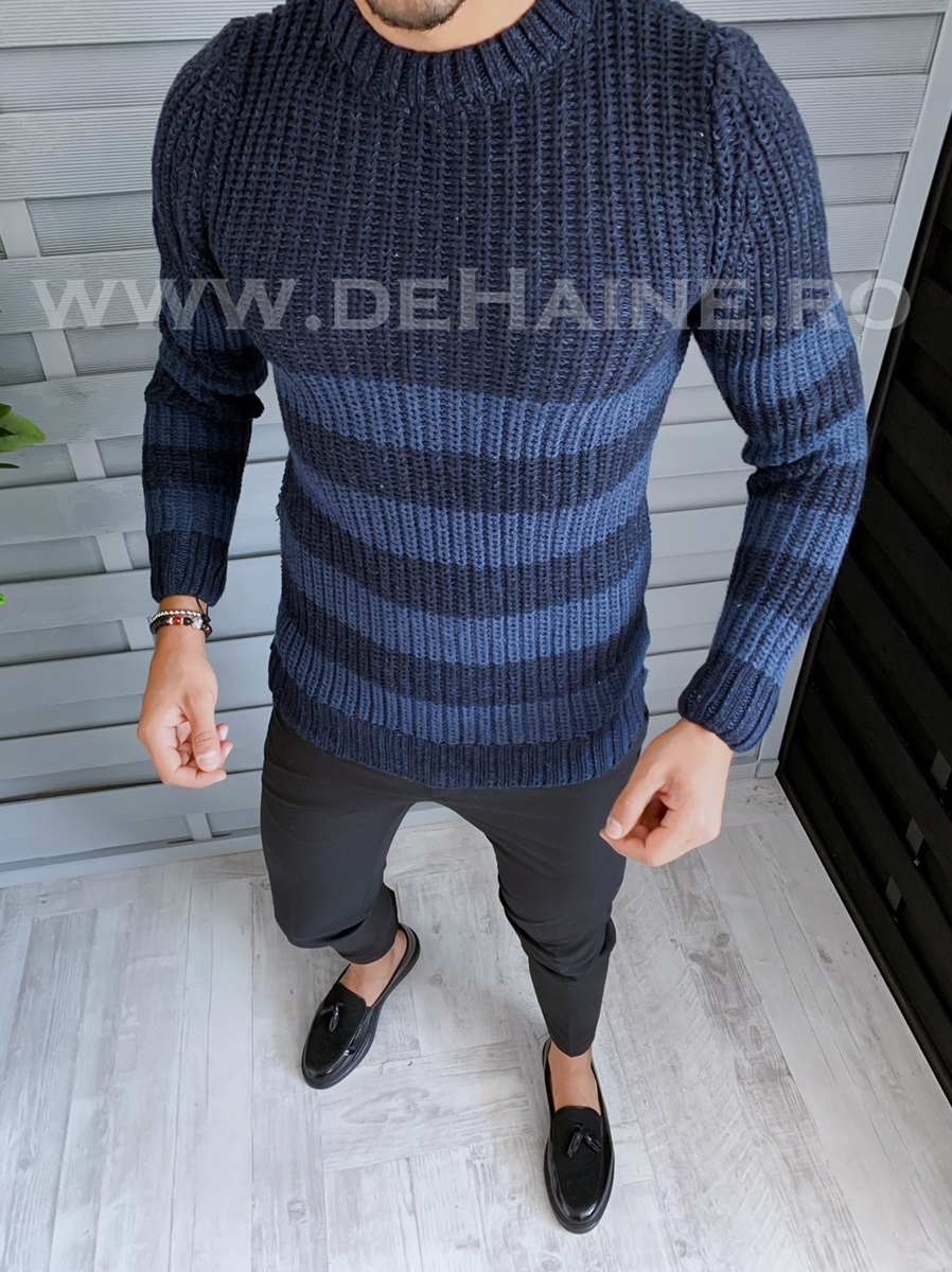 Pulover barbati gros slim fit bleumarin zr b1421 96-2