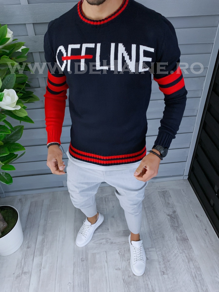 Pulover barbati gros slim fit bleumarin zr t3609 i5-7