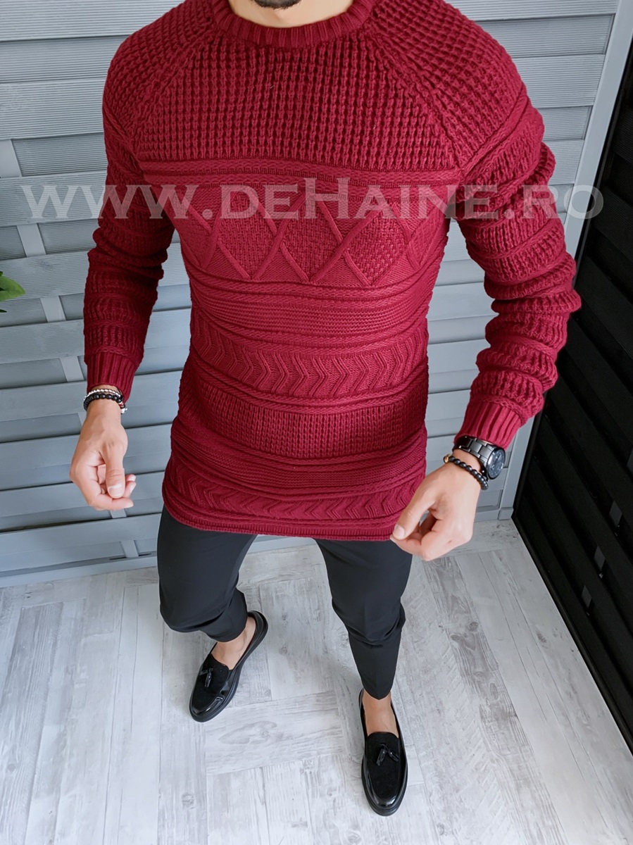 Pulover barbati gros slim fit grena zr t3614 i8-2