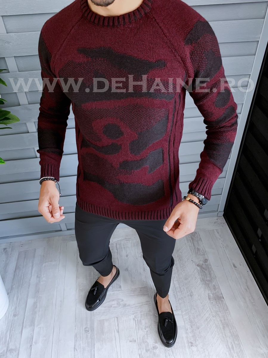 Pulover barbati gros slim fit grena zr t3633 i16-1