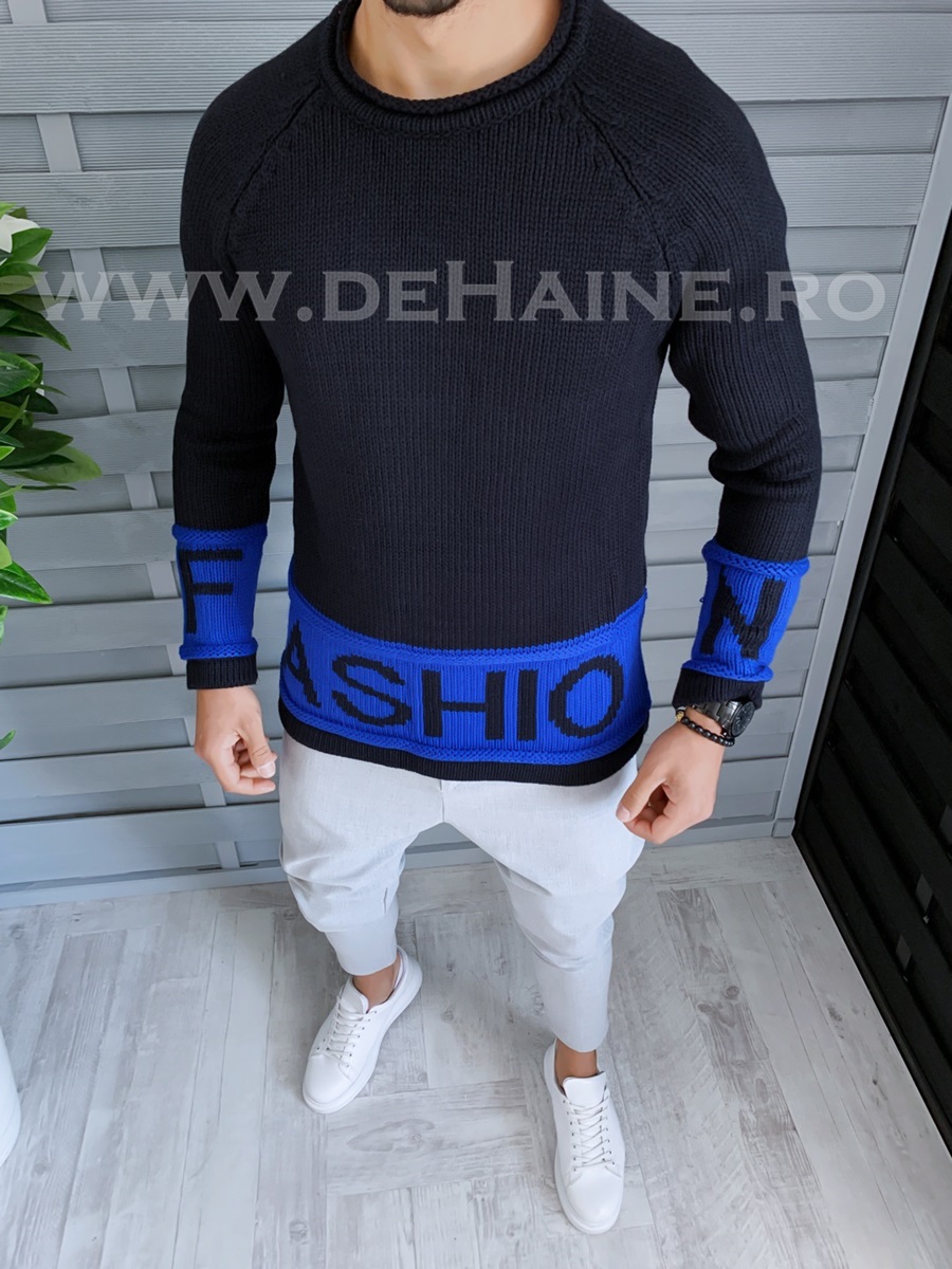 Pulover barbati gros slim fit negru zr t3580 i5-3