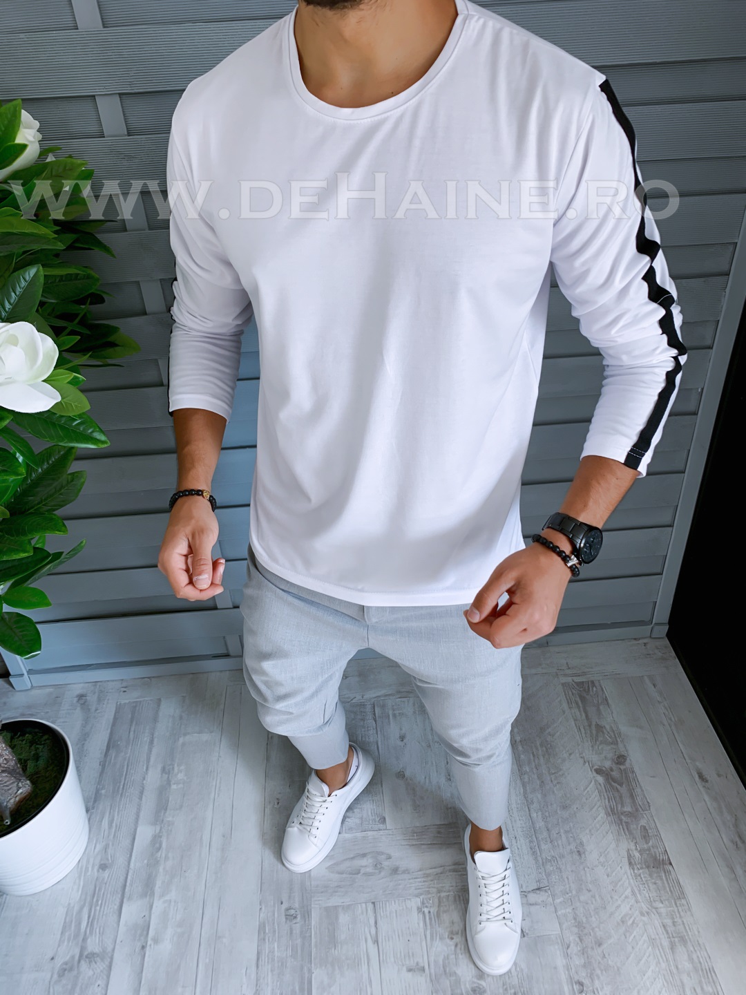 Bluza barbati alba slim fit a5904 87-2*