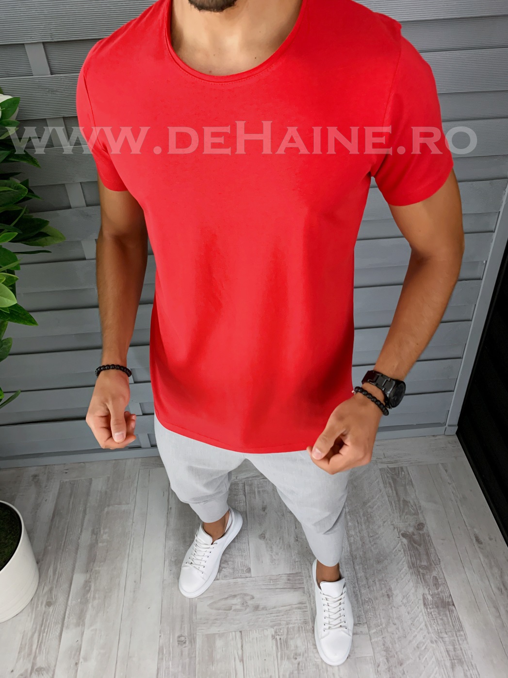 Tricou barbati rosu slim fit b1386 p4-4