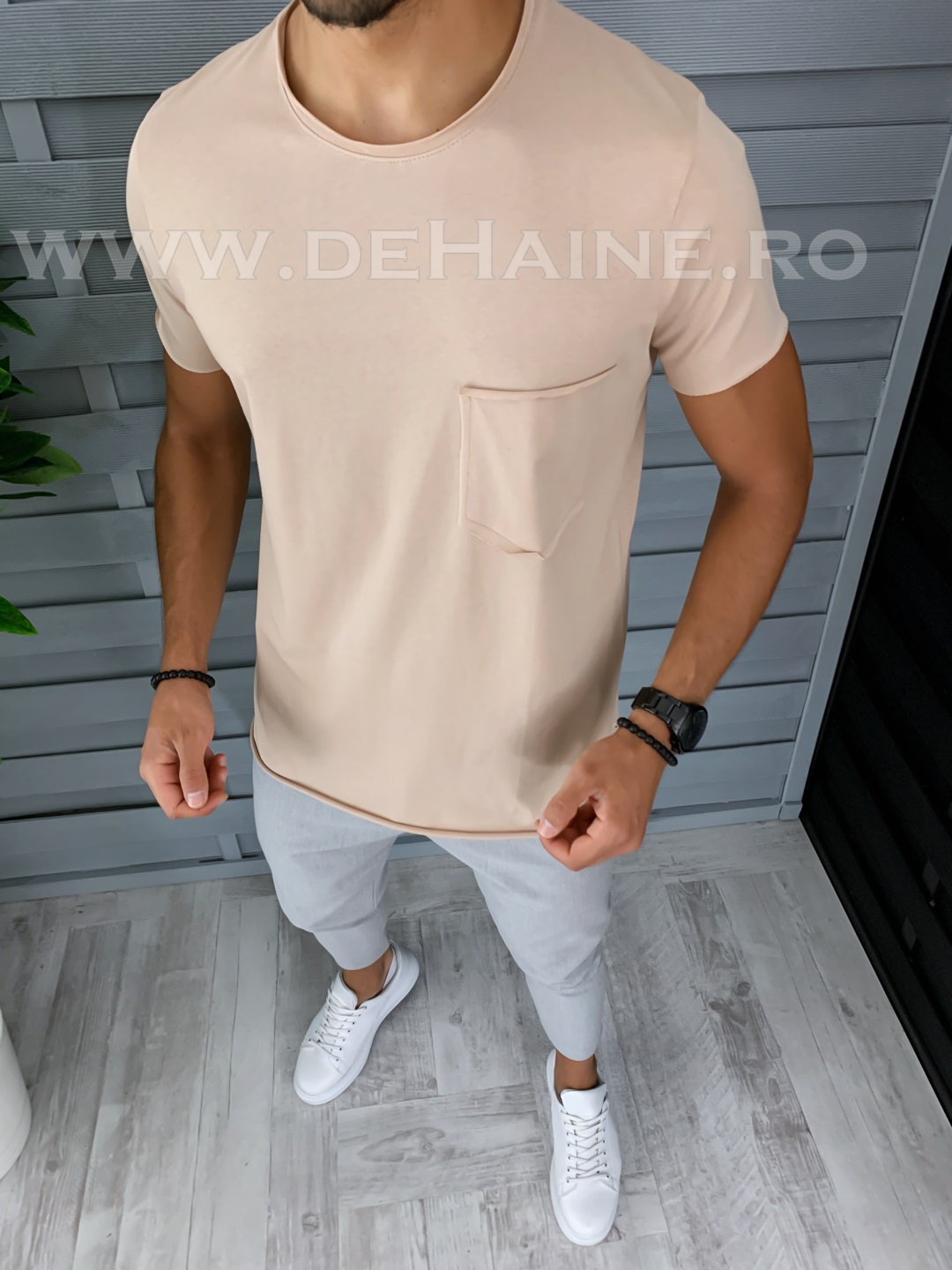 Tricou barbati bej slim fit b1388 p12-2
