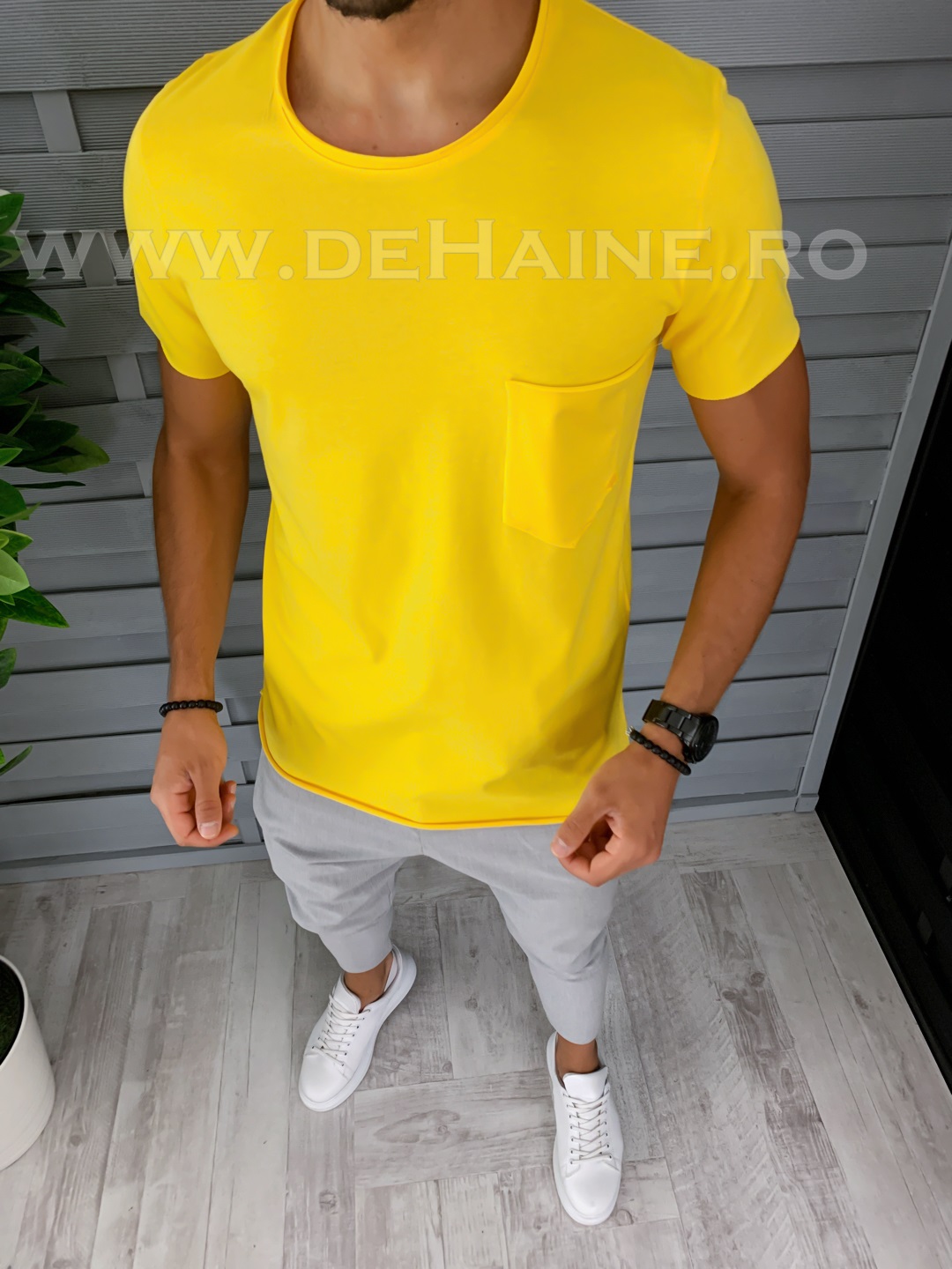 Tricou barbati galben slim fit b1388 p12-1