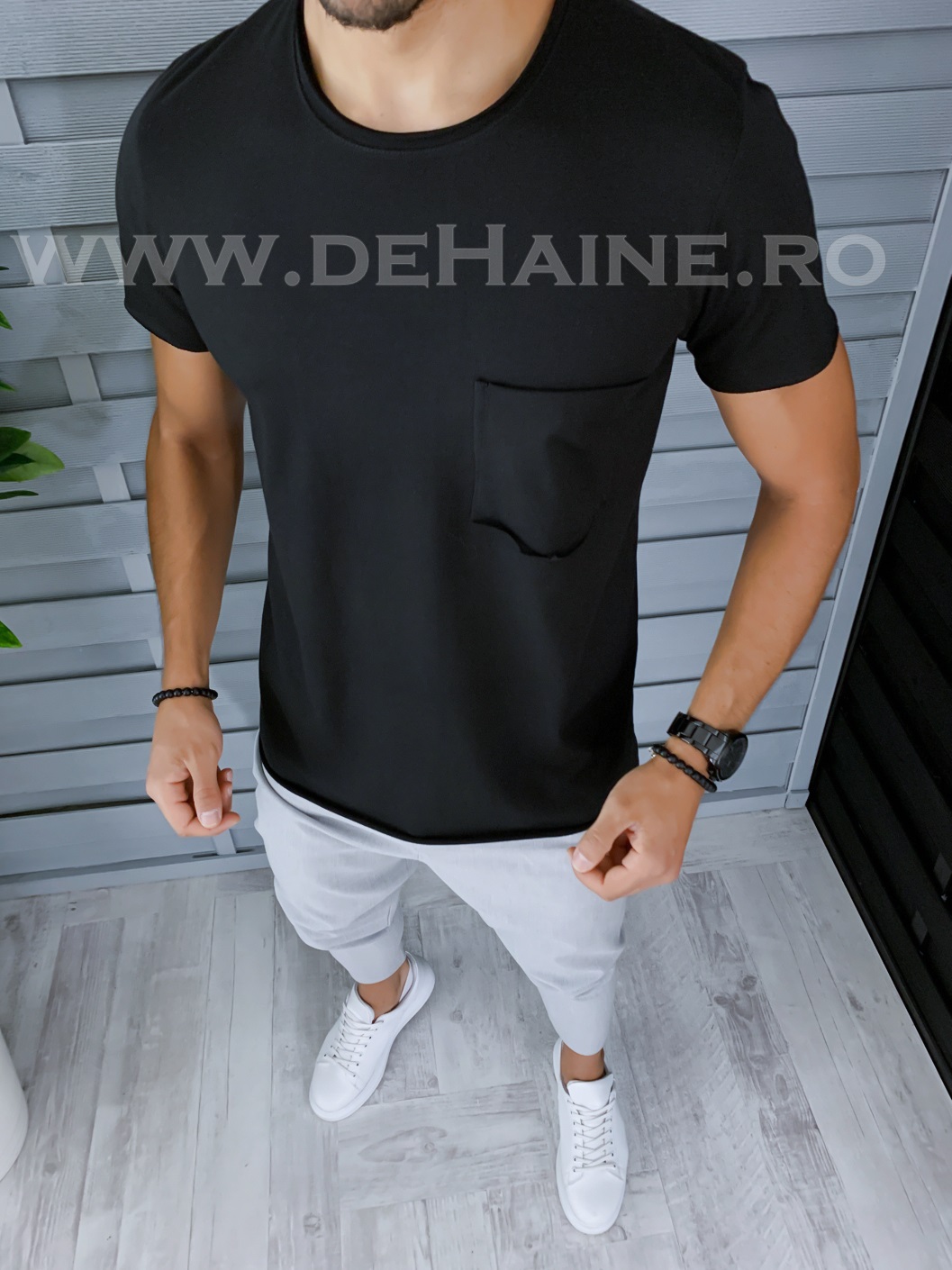 Tricou barbati negru slim fit b1388 p12-2