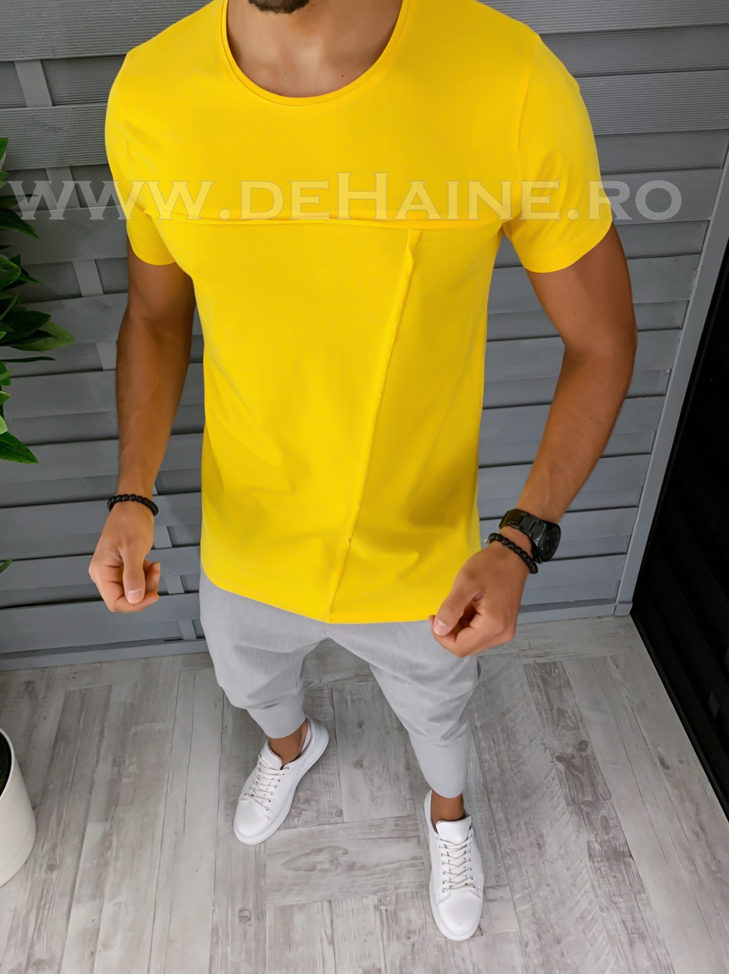 Tricou barbati galben slim fit b1389 p8-2