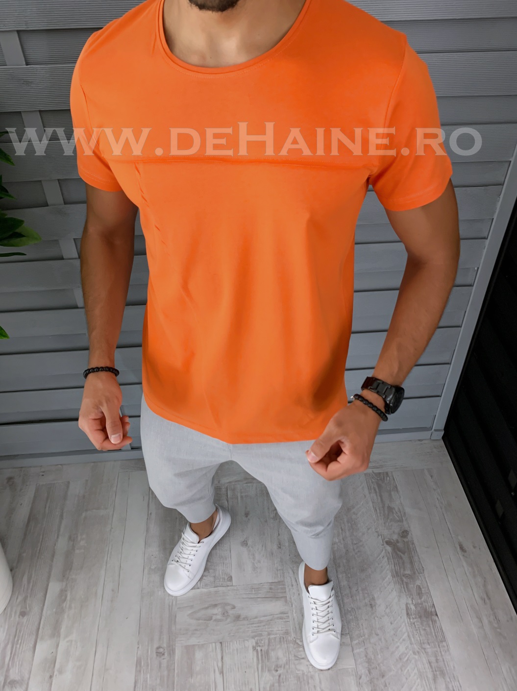Tricou barbati portocaliu slim fit b1389 p8-2