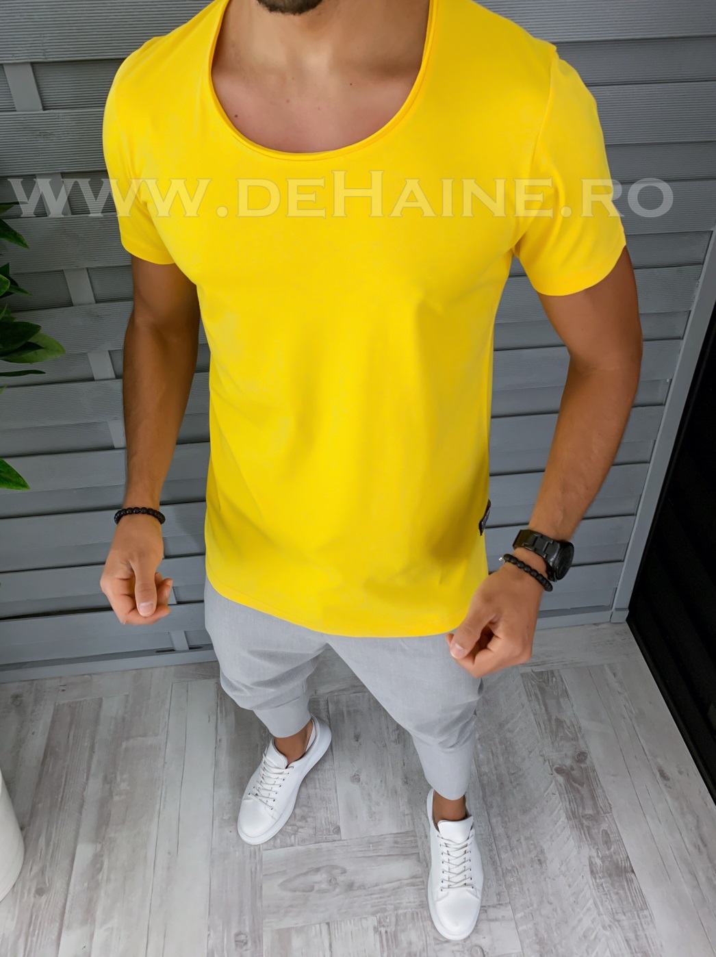 Tricou barbati galben slim fit b1390 p4-2