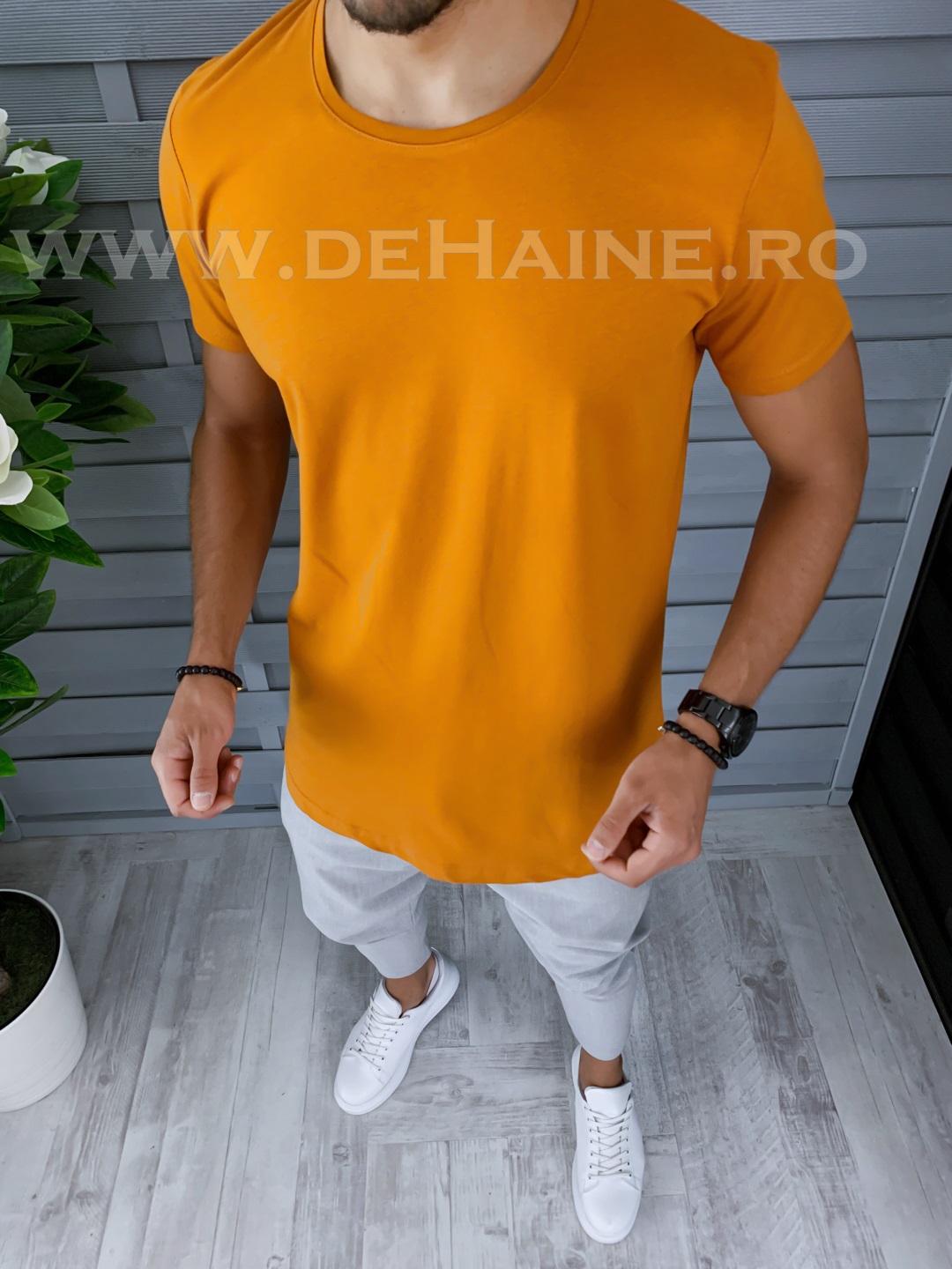 Tricou barbati maro slim fit b1392 p16-3