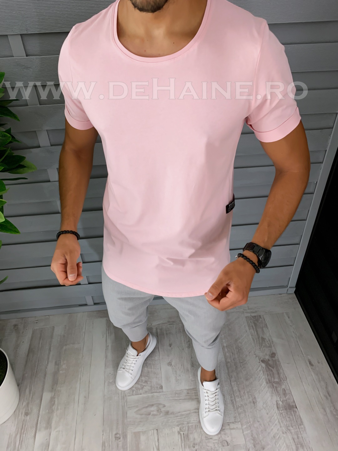 Tricou barbati roz slim fit b1393 p16-3