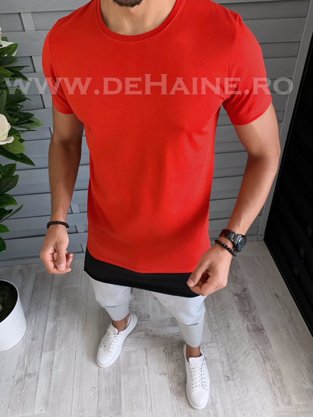 Tricou barbati rosu slim fit b1394 p16-4