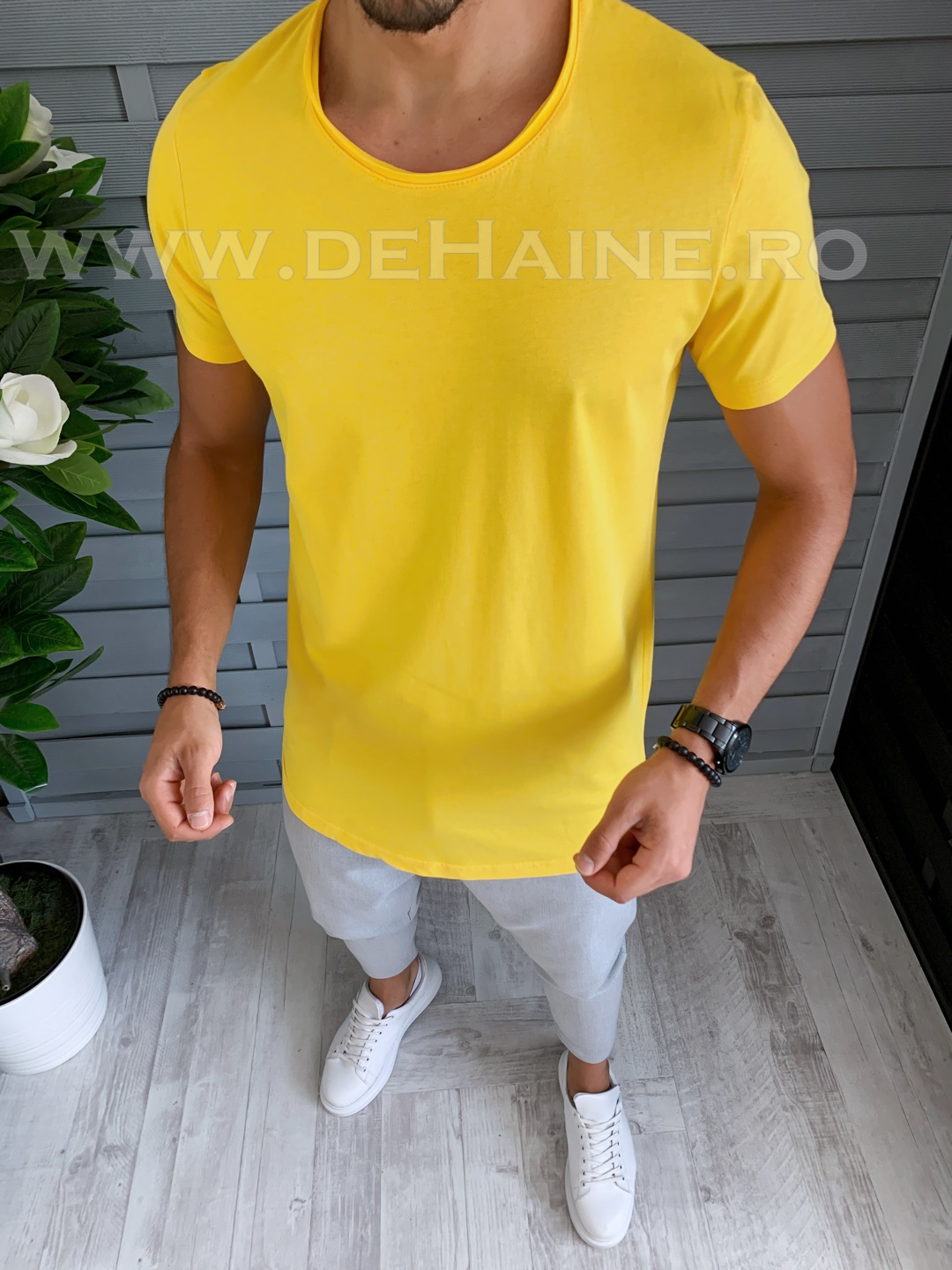 Tricou barbati galben slim fit b1395 p4-3