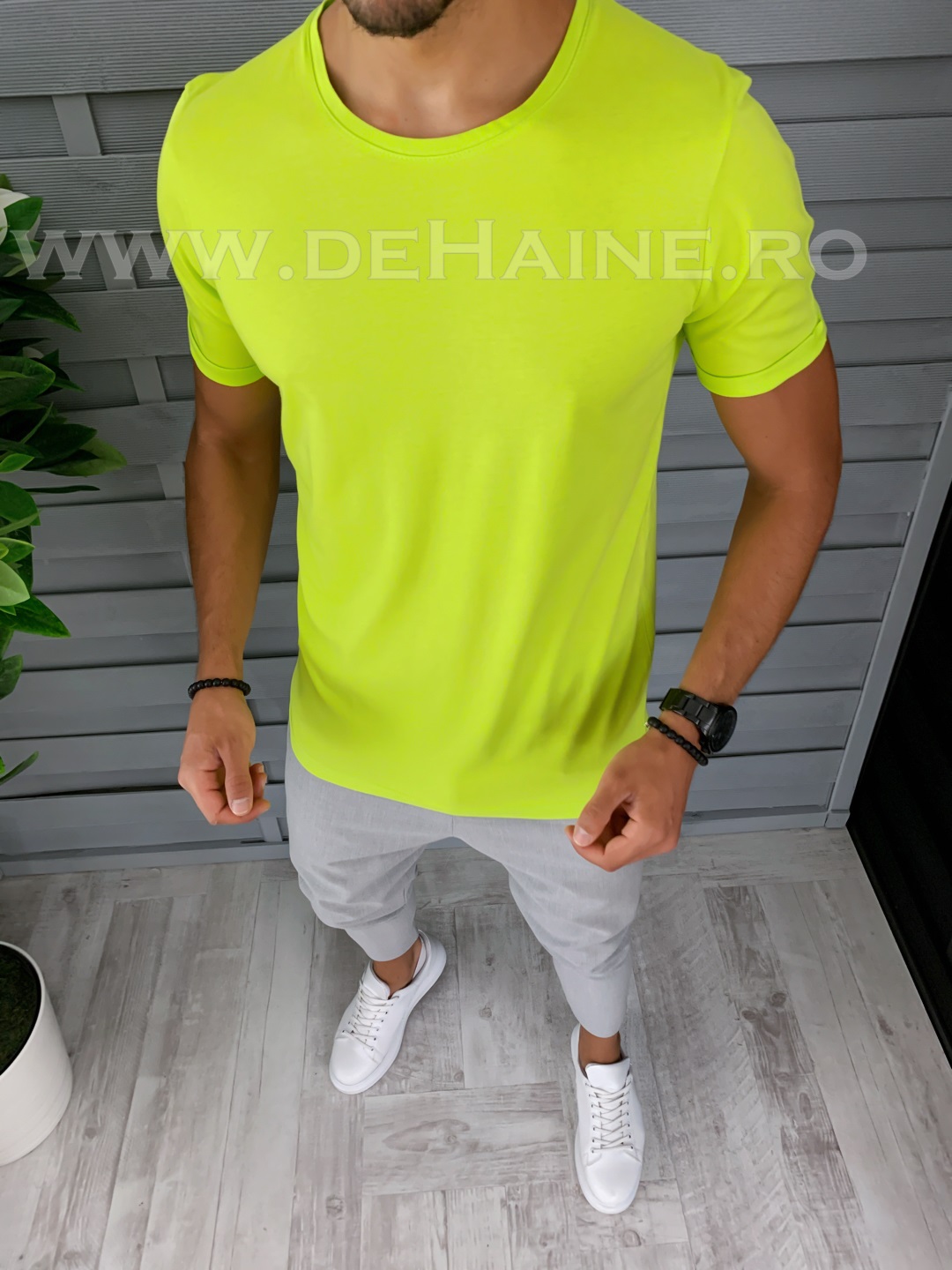 Tricou barbati verde slim fit B1396 M6-2