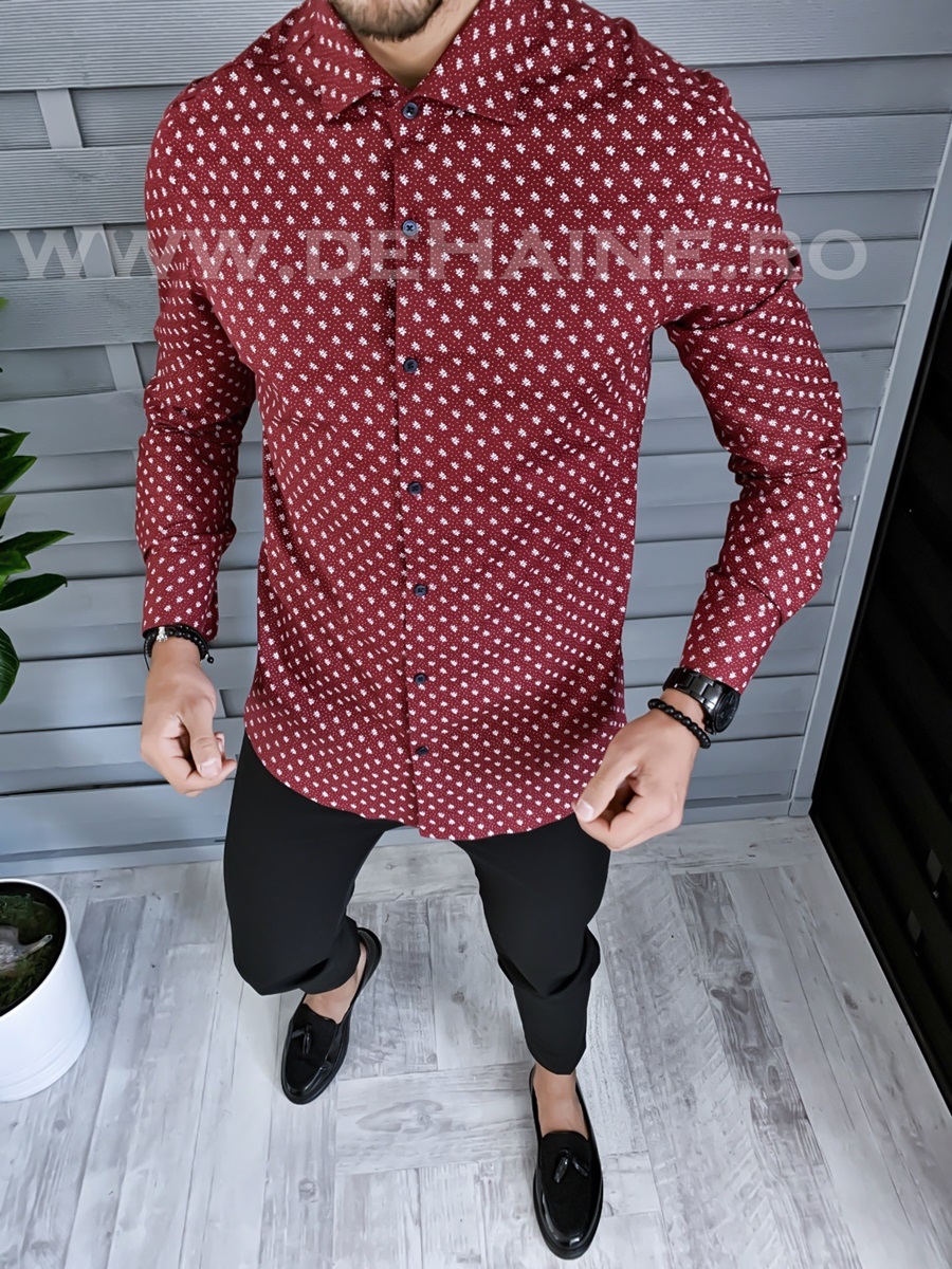 Camasa barbati grena slim fit a5088 w12-5