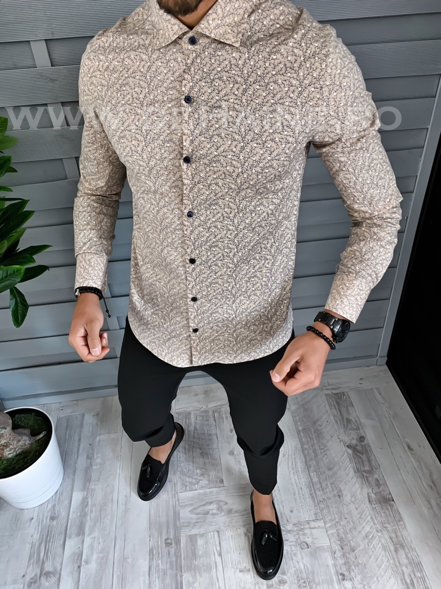 Camasa barbati bej slim fit a1873 w12-3