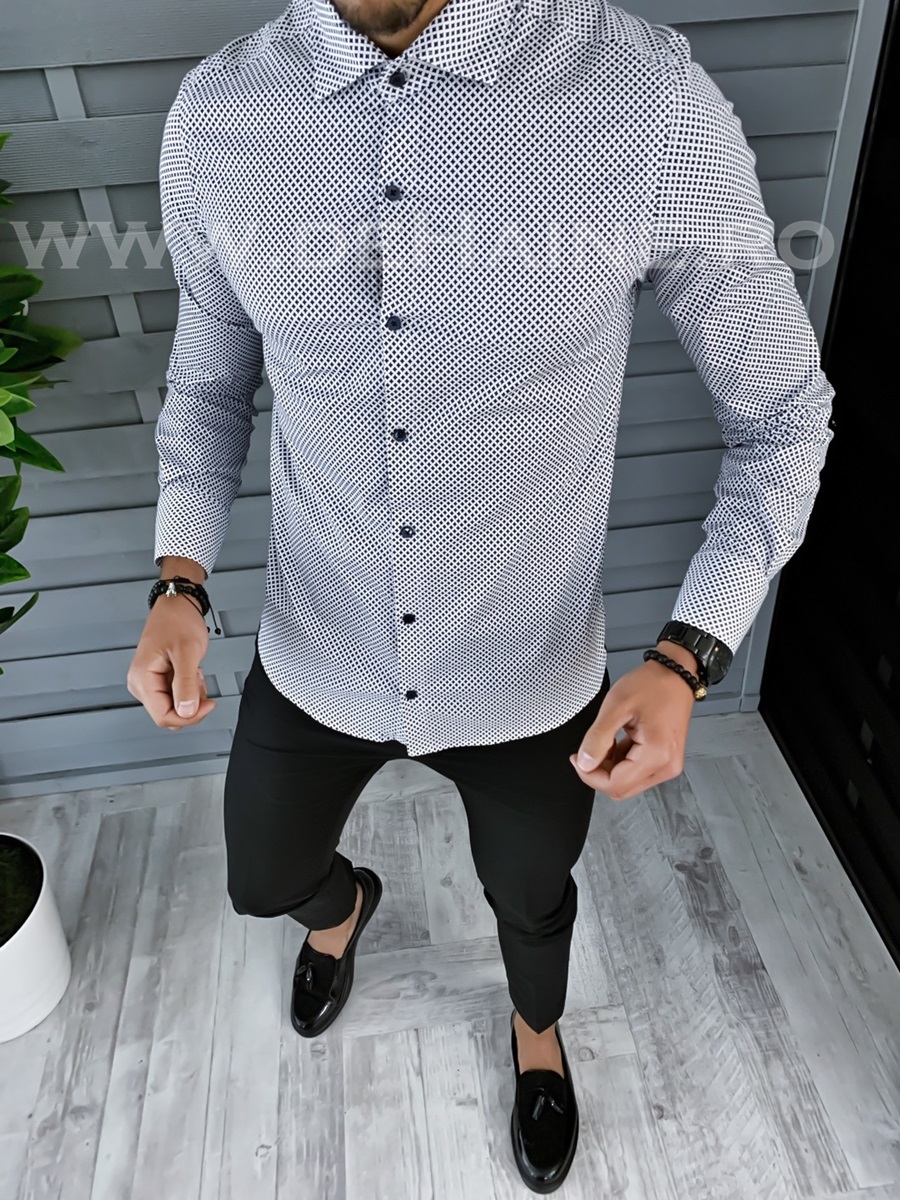 Camasa barbati eleganta cu imprimeu slim fit a1876 w11-5