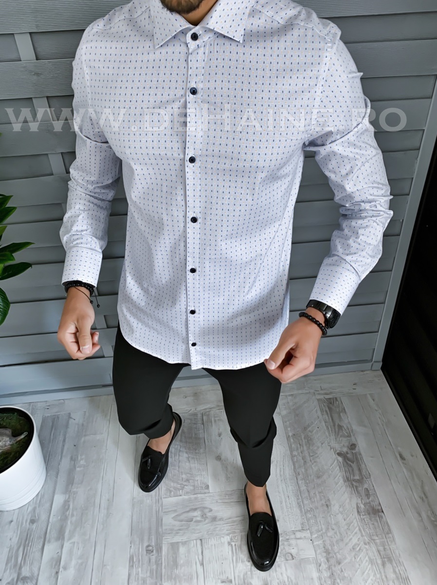 Camasa barbati eleganta cu imprimeu slim fit a4425 o2-3