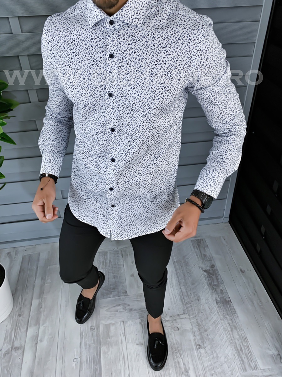 Camasa barbati eleganta cu imprimeu slim fit a5831 w18-1