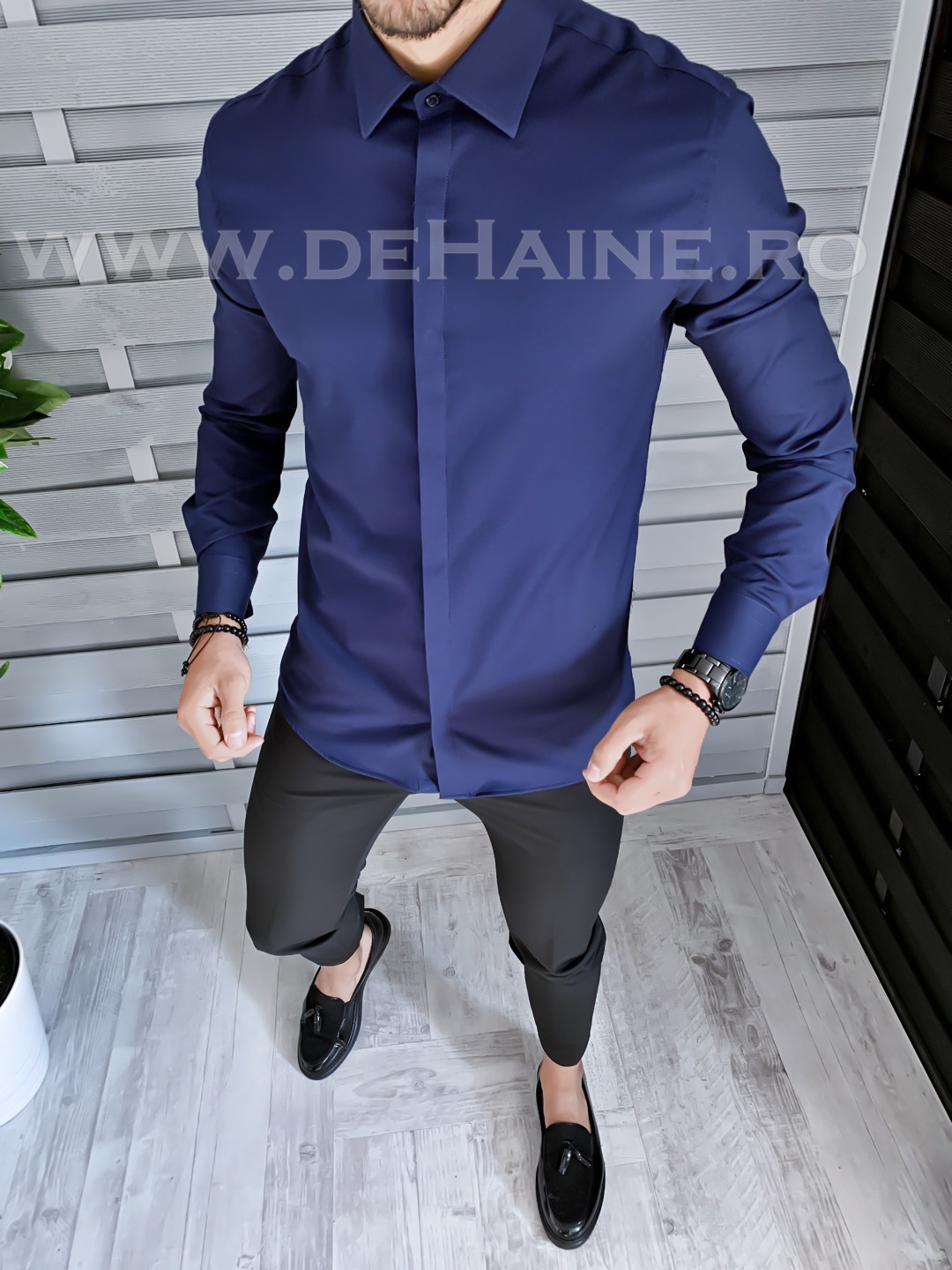 Camasa barbati eleganta bleumarin slim fit B1373 O6-1