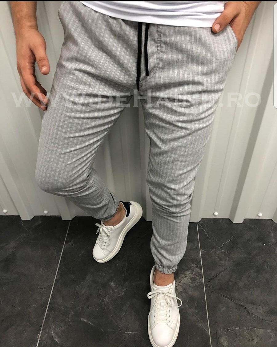 Pantaloni barbati gri deschis casual B1336 O2-2