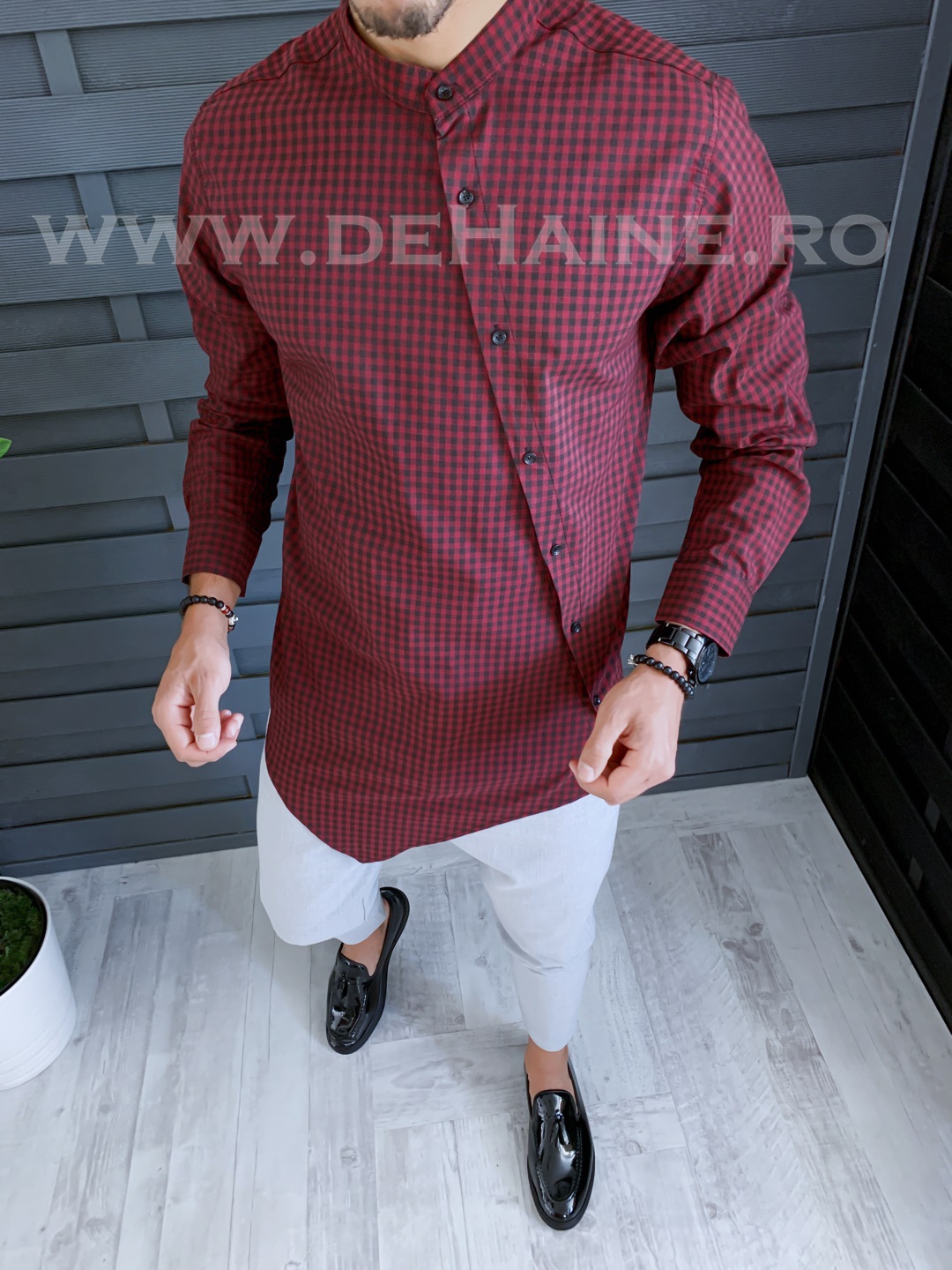 Camasa barbati asimetrica grena slim fit b1312 o2-3