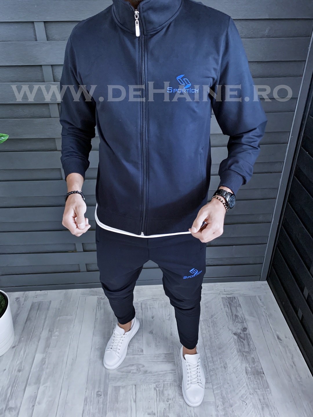 Trening barbati pantaloni + hanorac bleumarin b1308 83-2