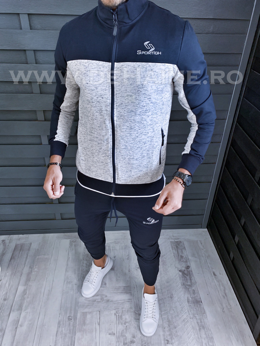 Trening barbati pantaloni + hanorac bleumarin b1309 s3-1