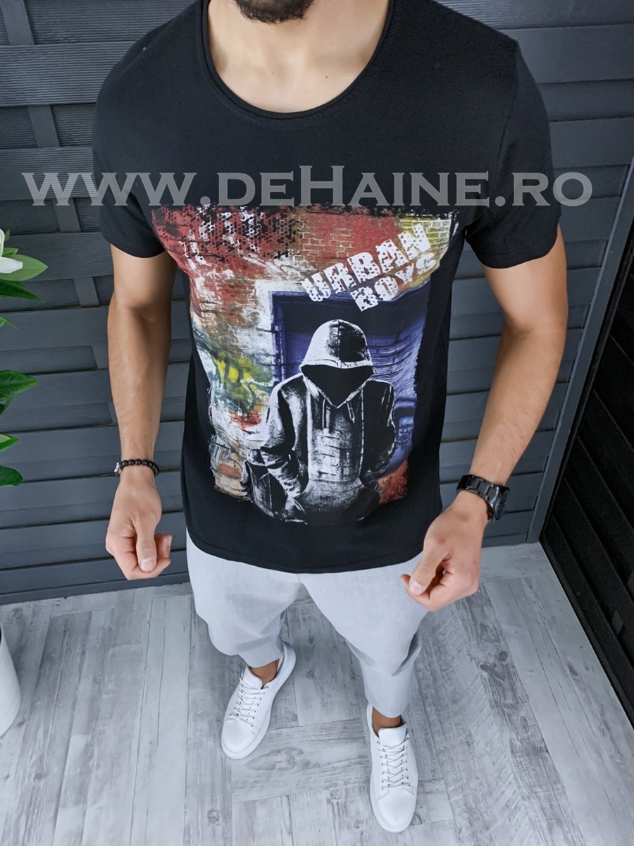 Tricou barbati negru slim fit ZR B1148 P2-2