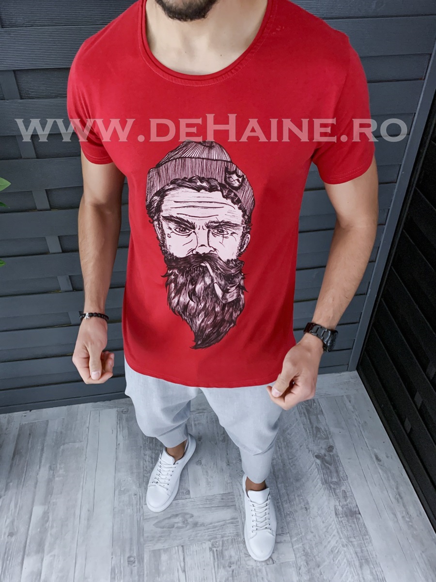 Tricou barbati rosu slim fit ZR B1149 N1-4