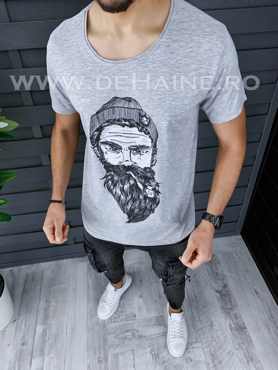 Tricou barbati gri slim fit ZR B1150 N1-4