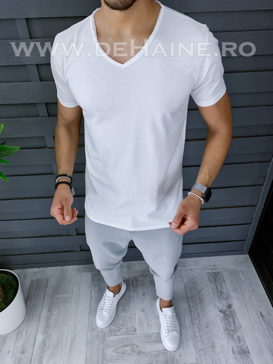 Tricou barbati alb slim fit zr a9953 n6-1 / s4