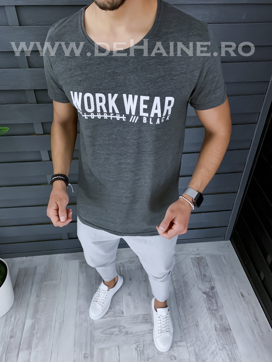 Tricou barbati slim gri fit zr a9903 n5-2