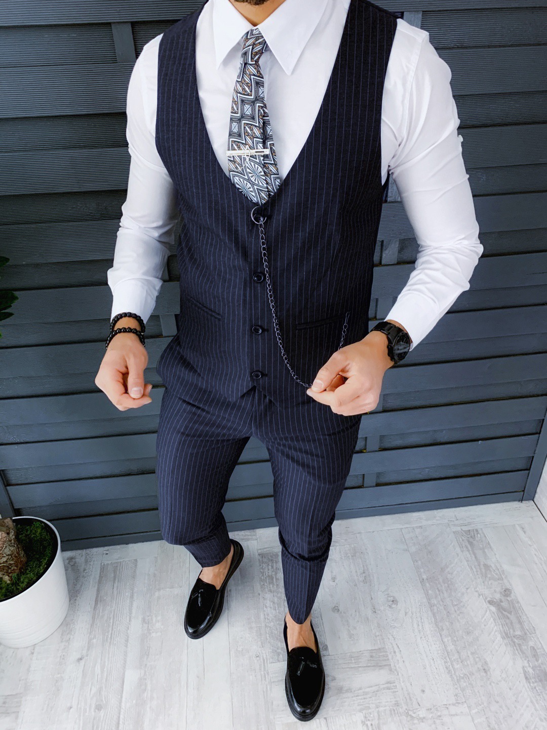Pantaloni barbati eleganti in ZR A9974 O3-1
