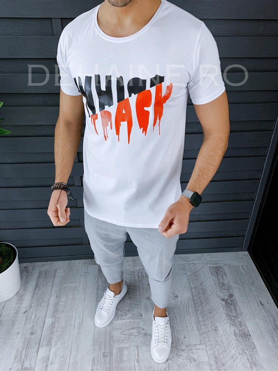 Tricou barbati alb slim fit zr 9049 p5-4