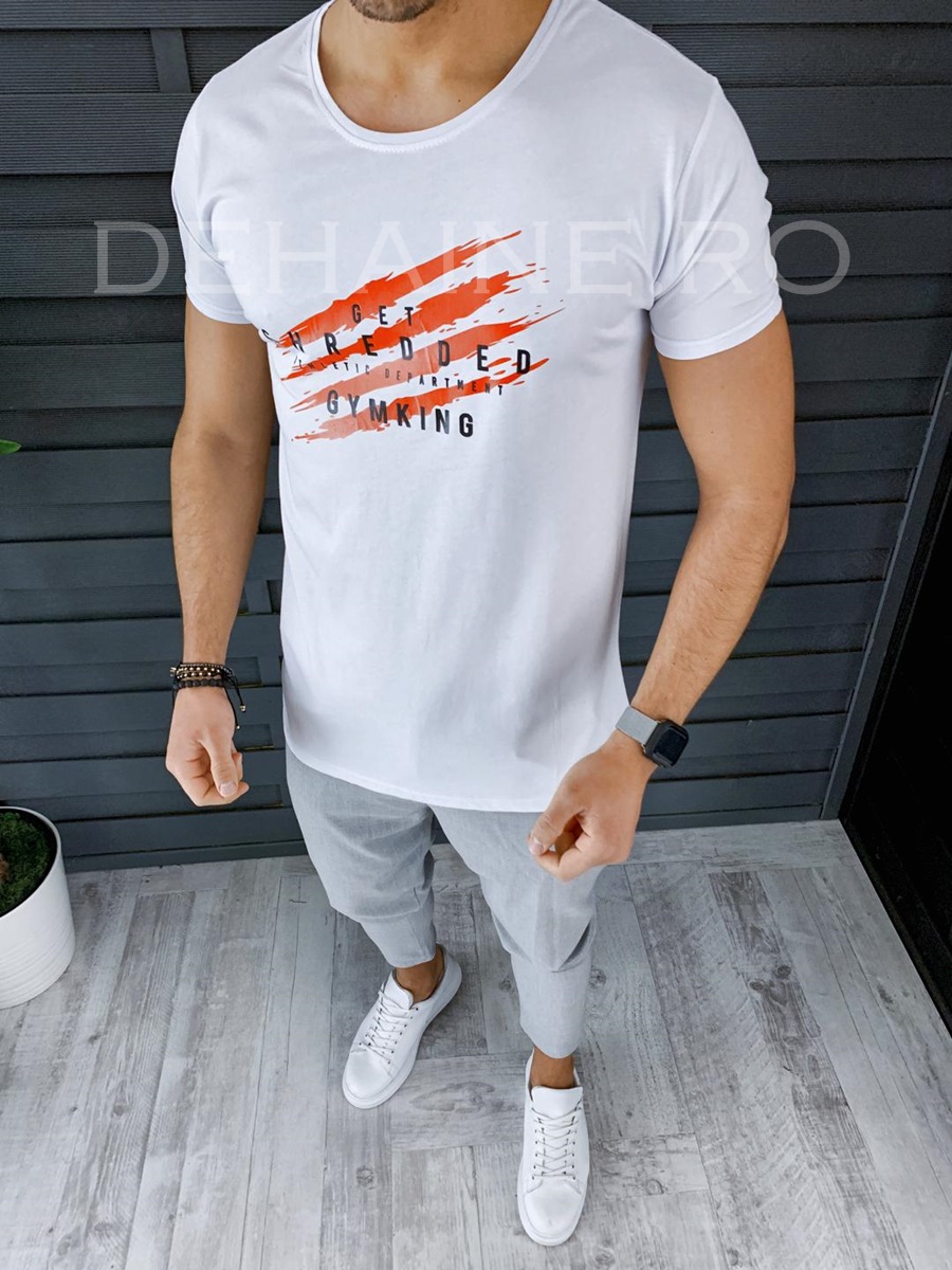 Tricou barbati alb slim fit zr 9052 p15-1