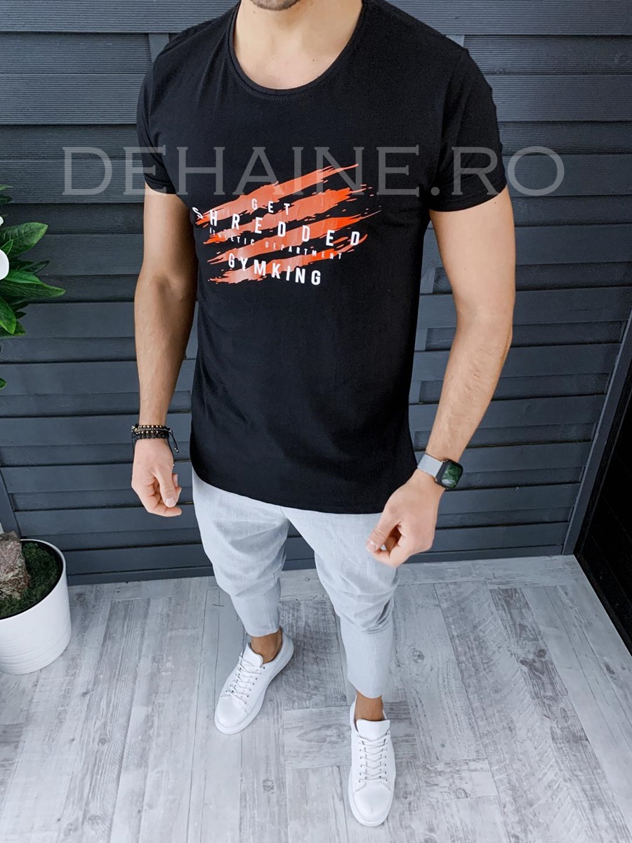 Tricou barbati negru slim fit zr 9053 p15-1