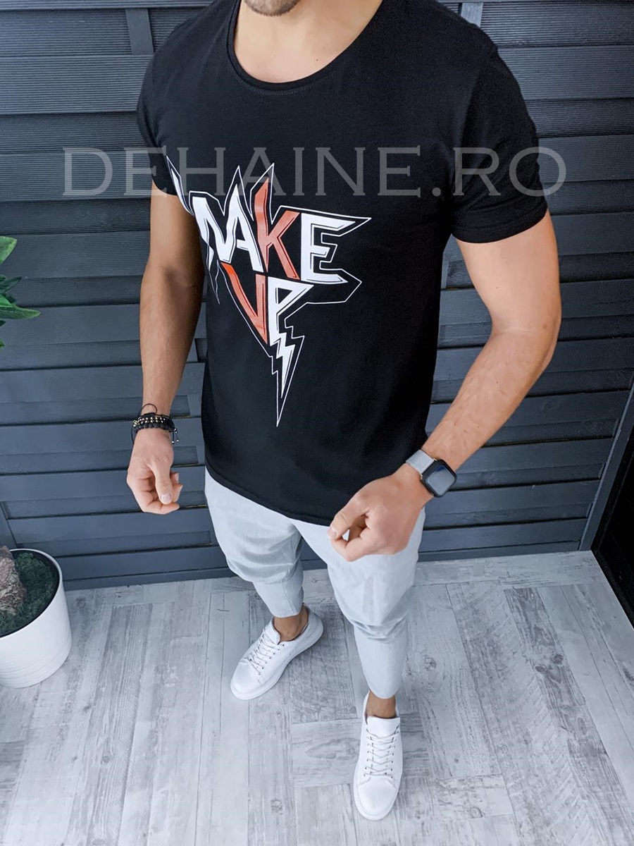 Tricou barbati negru slim fit zr 9055 p15-5