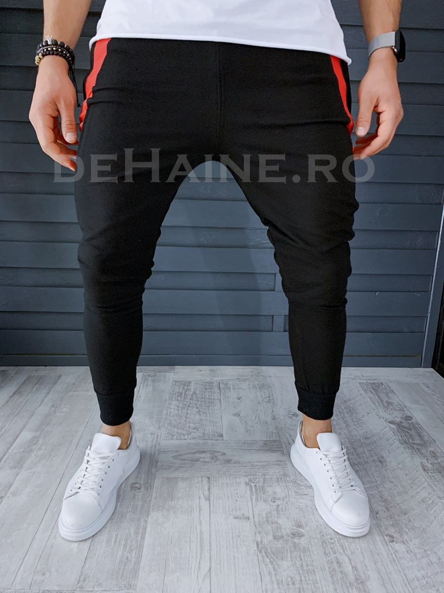 Pantaloni de trening conici negri A5979 8-1