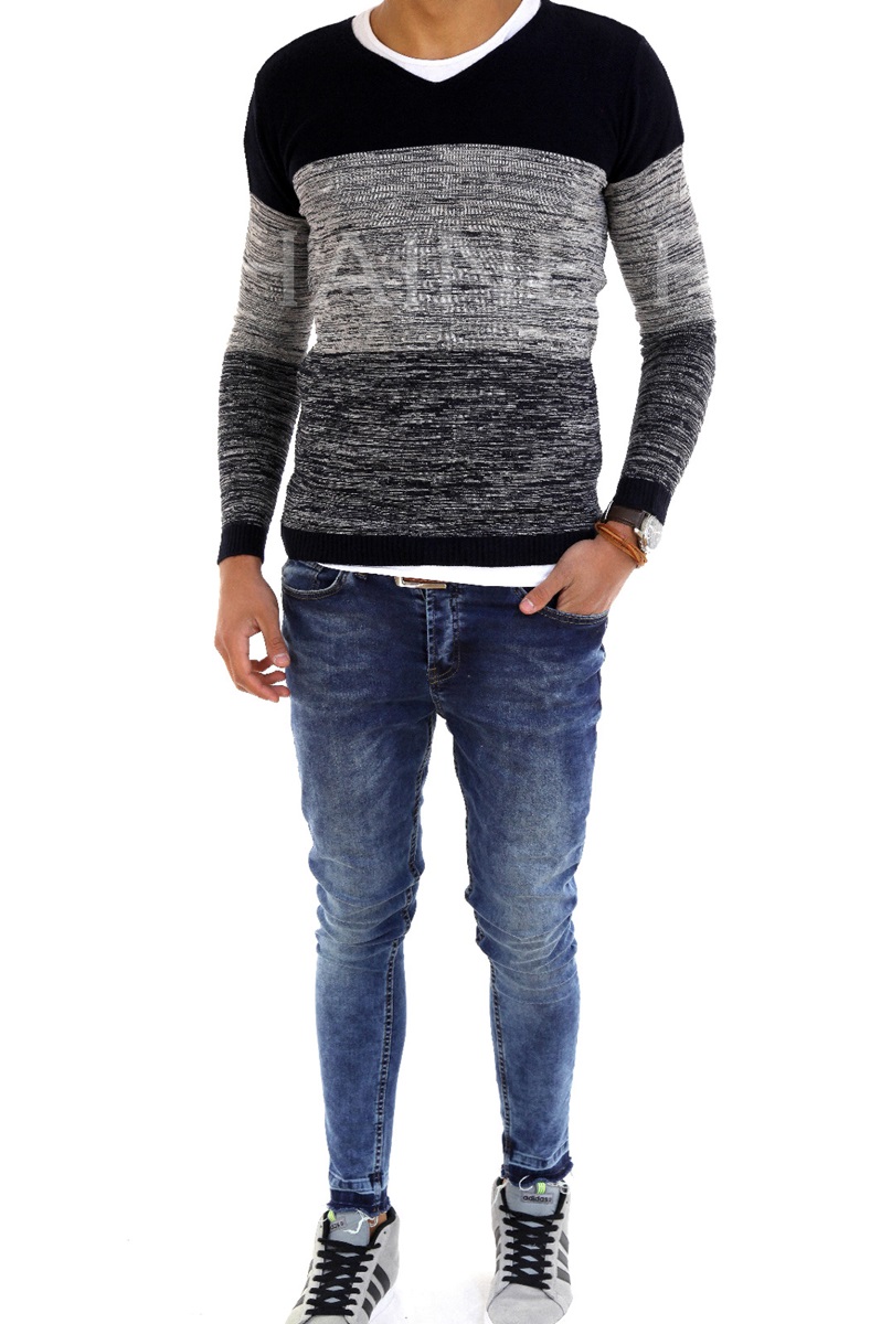 Pulover barbati gri slim fit zr 7328 j3-2