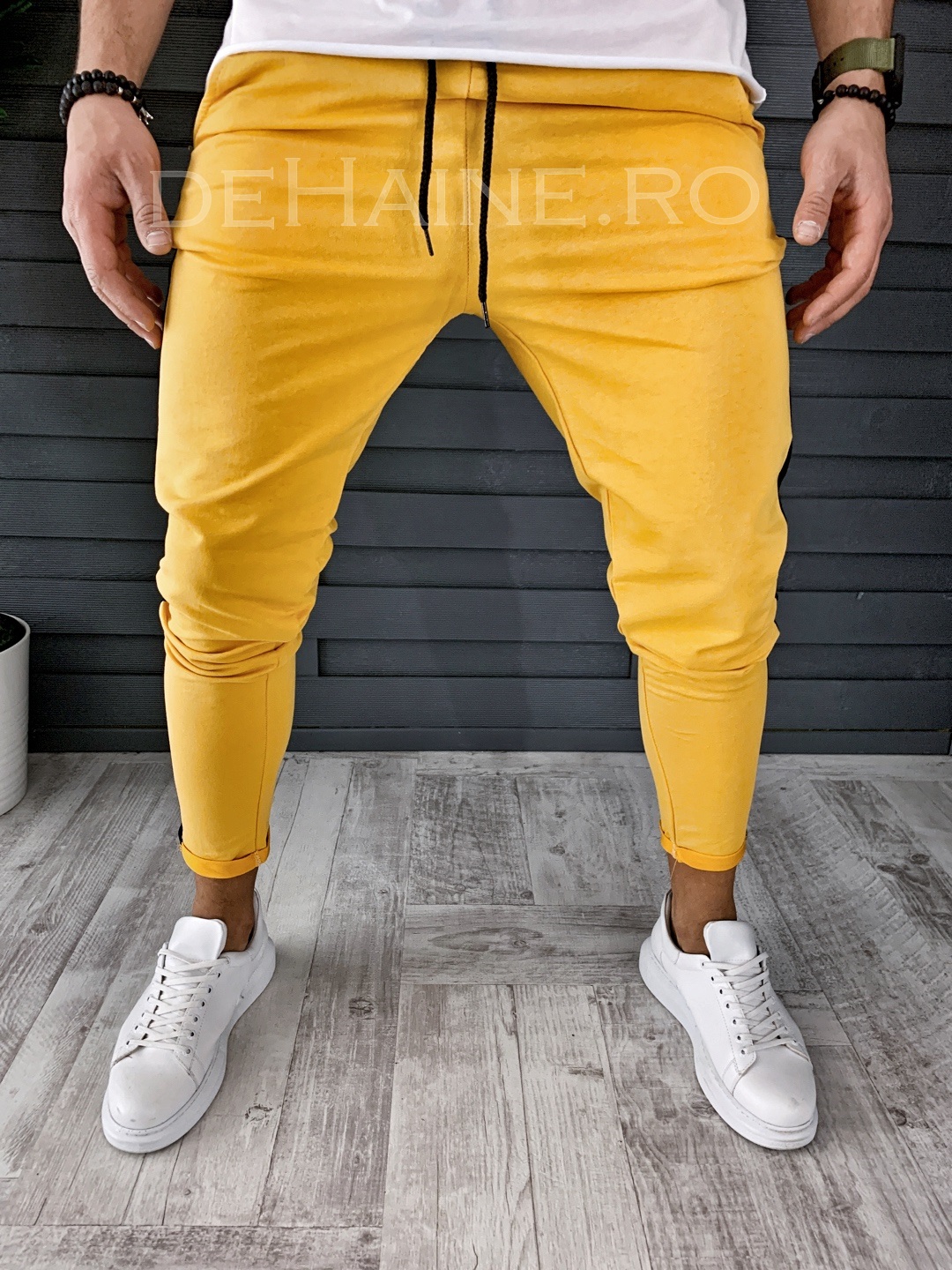 Pantaloni de trening conici galbeni A8885 J4-3