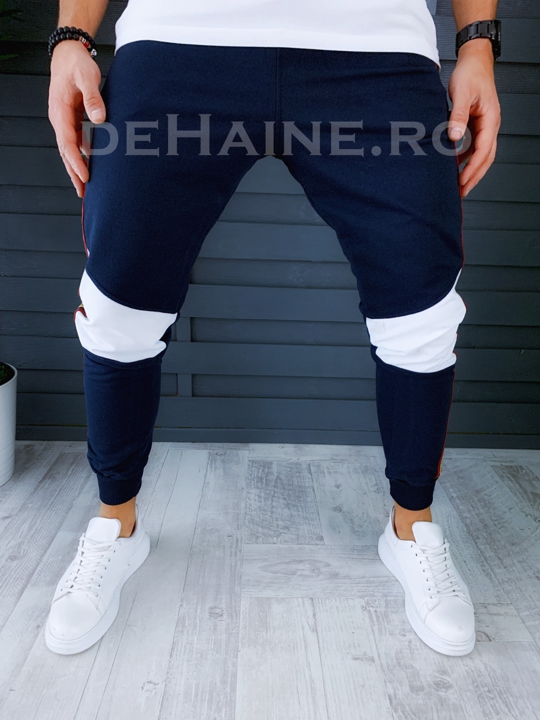 Pantaloni de trening conici bleumarin A5996 I4-3
