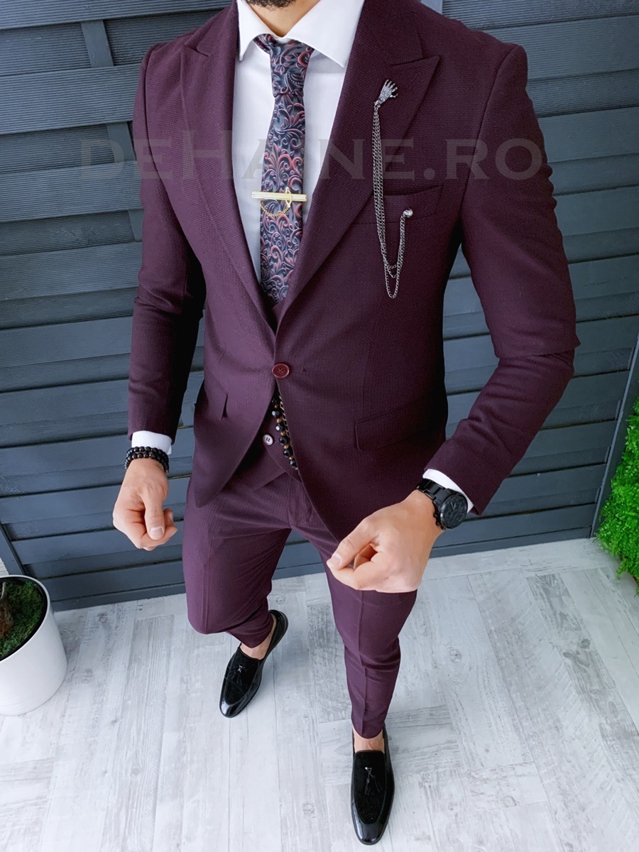 Costum barbati slim fit + vesta zr a8668 s17