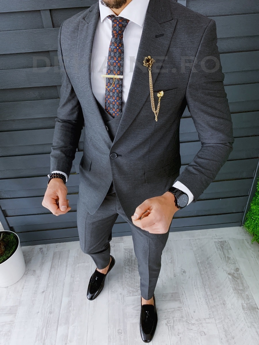 Costum barbati slim fit + vesta zr a8669 s28