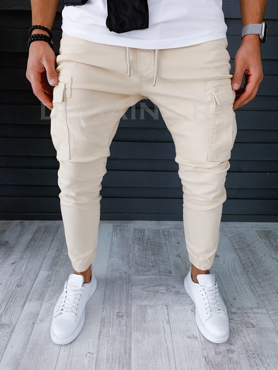 Pantaloni barbati bej smart casual ZR A8473 J4-4