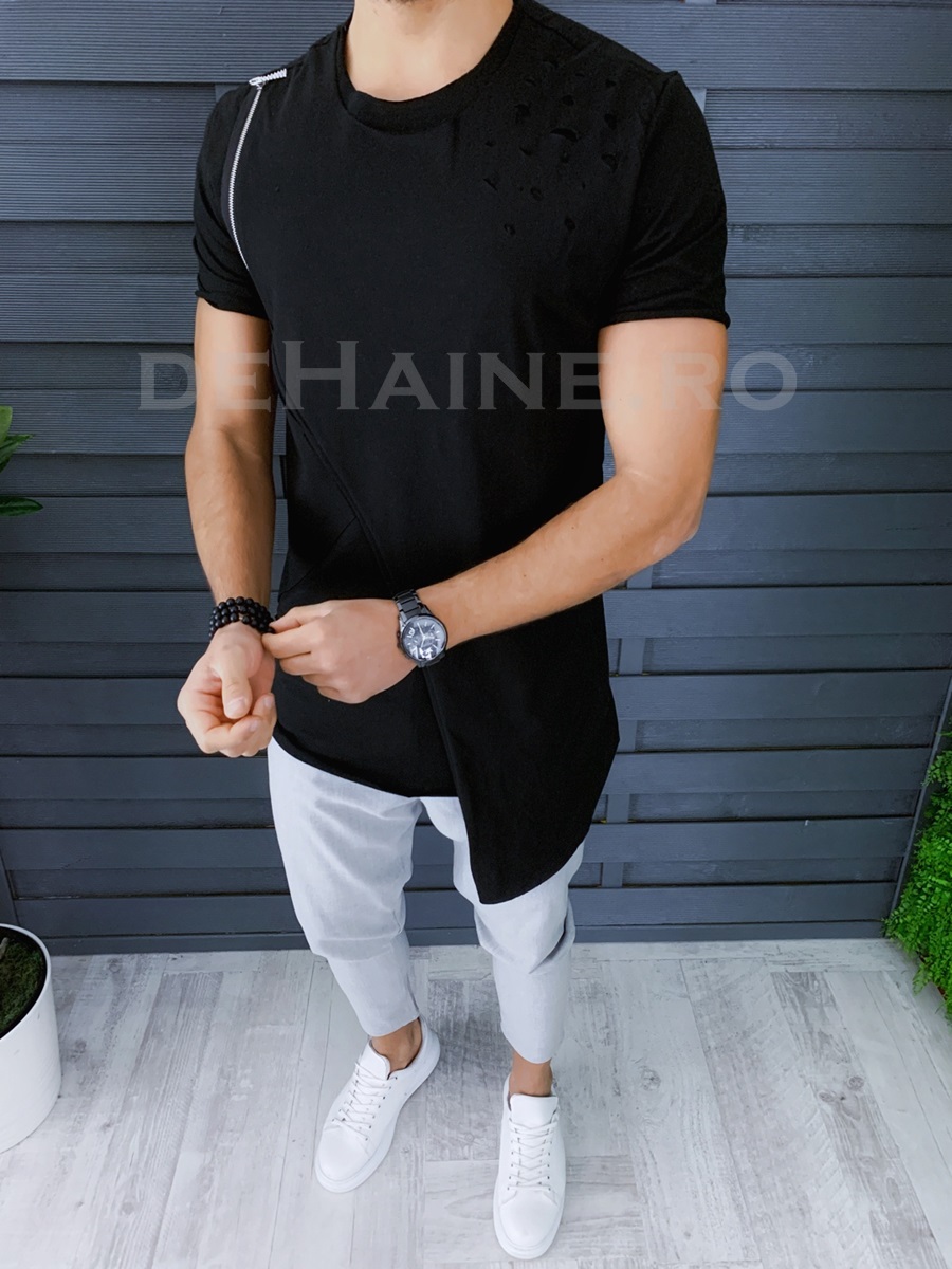 Tricou barbati slim fit asimetric zr a8479 p16-3