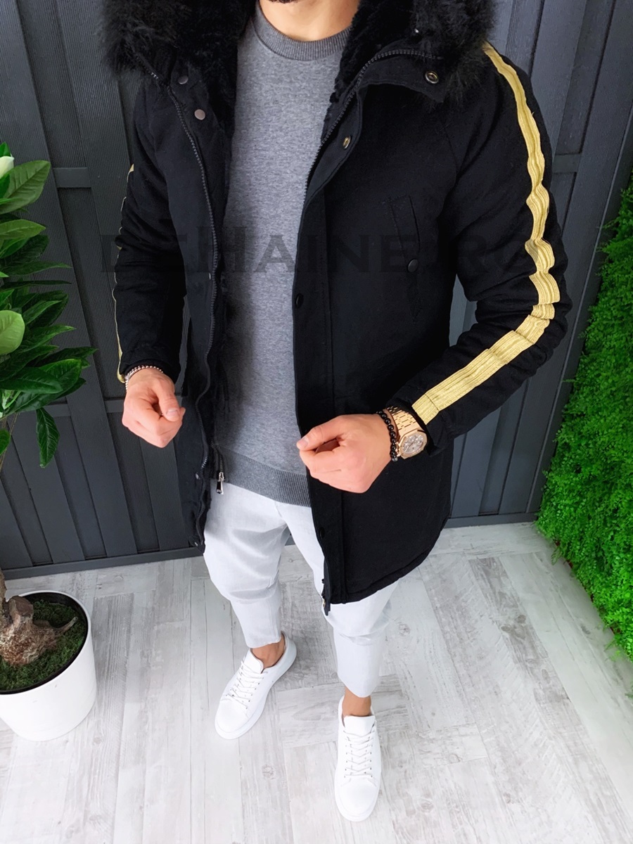 Geaca barbati imblanita neagra groasa de iarna zr a8106 30-1.2