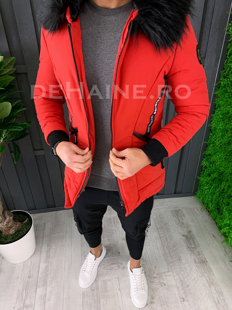 Geaca barbati groasa de iarna rosie zr a8066 48-1