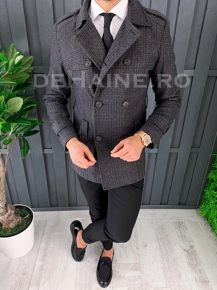 Palton barbati primavara slim fit a7886 s34
